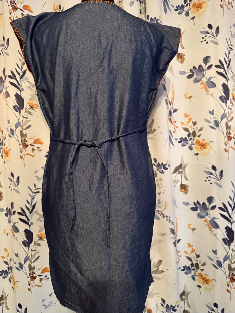 Embroidered Floral Mexican Tunic Dress - with Multicolor Floral Embroidery - Picture 9 of 10